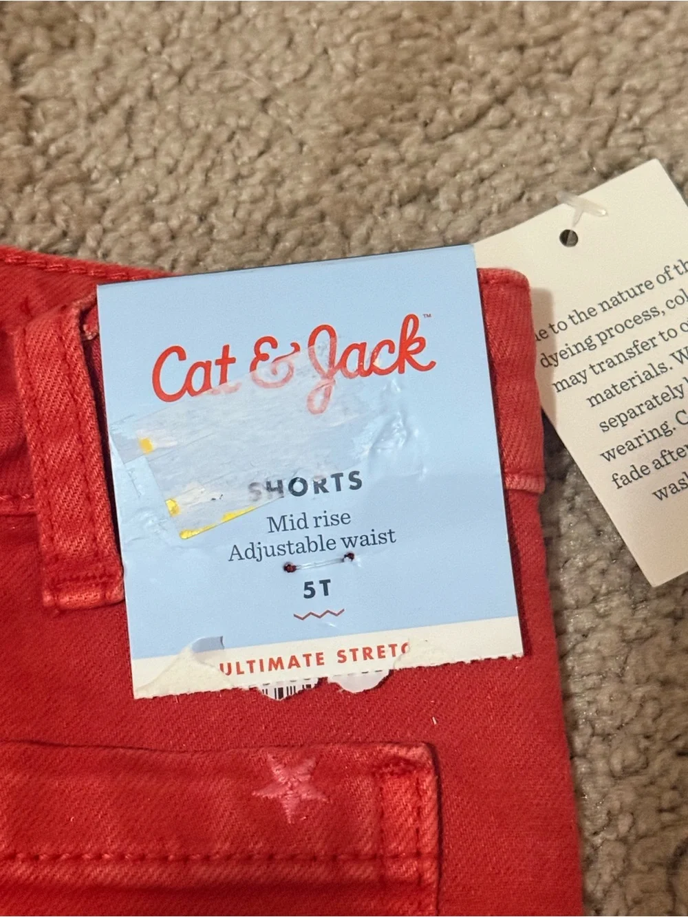 Cat & Jack Coral Red Star Embroidered Girls' Shorts